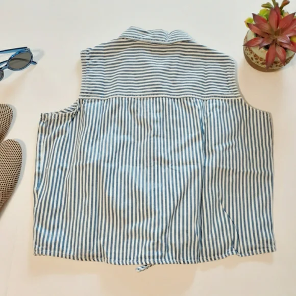 💎NWT Levi's Striped Cotton Denim Tie Top - Picture 5 of 8